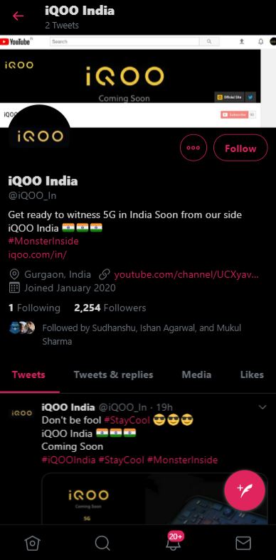 fake iqoo twitter account